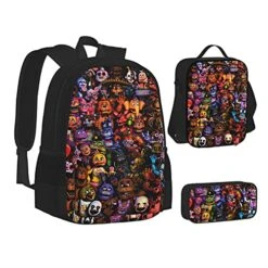 Five Nights At Freddy'S Backpack 3pcs Set Youth Boys Shoulder Bag Girls Bookbag With Lunch Bog Pencil Case Teens -Vera Bradley Shop 513Snjv27HS