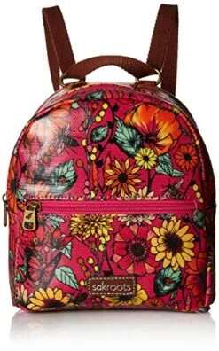 Sakroots Mini Crossbody Backpack, Raspberry In Bloom , One Size