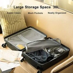 LEVEL8 Elegance Matte Carry-On Luggage, 20” Hardside Suitcase, Lightweight PC Matte Hardcase Spinner Trolley For Luggage, TSA Approved Cabin Luggage With 8 Spinner Wheels- Black, 20-Inch Carry-On -Vera Bradley Shop 513wla95BBL