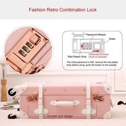 UNIWALKER Vintage Suitcase Set 20 Inch Carry On Spinner Luggage With 12 Inch Handbag For Women (Embossed Pink) -Vera Bradley Shop 5147YumvCnL