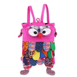 Baoblaze Big Owl Backpacks Bags Patchwork Cotton Big Eyes Purses Handmade Handbag - Pink, As -Vera Bradley Shop 514A0ZuJCYL