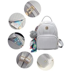 ABage Women's Leather Backpack Purse College School Travel Casual Daypack Handbag, Grey 17 ABage Women's Leather Backpack Purse College School Travel Casual Daypack Handbag, Grey -Vera Bradley Shop 514zgADk3mL