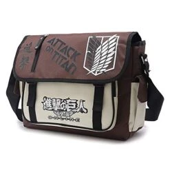 ASLNSONG Japanese Anime Shoulder Bag School Bag Messenger Bag Crossbody Pack (Attack On Titan)