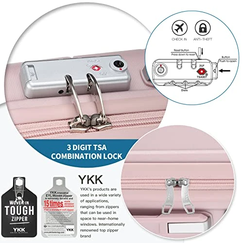 Somago 20IN Carry On Luggage And 14IN Mini Cosmetic Cases Travel Set Hardside Luggage With Spinner Wheels Lightweight Polypropylene Suitcase With TSA Lock (2-Piece Set (14/20), Nude Pink) 7 Somago 20IN Carry On Luggage And 14IN Mini Cosmetic Cases Travel Set Hardside Luggage With Spinner Wheels Lightweight Polypropylene Suitcase With TSA Lock (2-Piece Set (14/20), Nude Pink) - Image 5