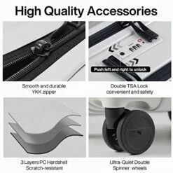 Hanke Upgrade Carry On Luggage With Front Laptop Pocket, 20'' PC Hard Case Suitcases With Spinner Wheels & TSA Lock,Rolling Luggage For Business Travel And Short Trip(Grayish White) -Vera Bradley Shop 515Qw9DDKzL