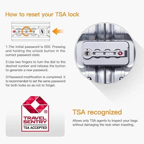 Bamboo Wolf 24-inch Aluminum-Magnesium Alloy Carry-on Hardside Suitcase Hard Shell Luggage, Built-In TSA Lock, Zipperless Fashion With Spinner Wheels For Travel / Business, Silver 7 Bamboo Wolf 24-inch Aluminum-Magnesium Alloy Carry-on Hardside Suitcase Hard Shell Luggage, Built-In TSA Lock, Zipperless Fashion With Spinner Wheels For Travel / Business, Silver - Image 5