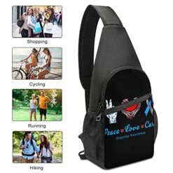 SWEET TANG Fashion Durable Men Women Sling Bag Chest Crossbody Bag Pack Rucksack For Sport, Travel, Workout, Ribbon Red Love Heart Peace Love Cure Diabetes Awareness -Vera Bradley Shop 516ObeJdCDS