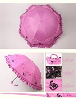 Honeystore Princess Lace Ultraviolet-Proof Triple Folding Umbrella Dome Parasol Fuchsia -Vera Bradley Shop 516mJ2xNQhL
