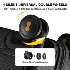 LEVEL8 Trunk Luggage, 28 Inch Luggage With Spinner Wheels, Luminous Textured 28 Inch Checked Large Luggage, Lightweight PC With TSA Lock - 28 Inch, Black -Vera Bradley Shop 516rFtp r8L