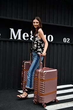 Sondre X Luggage Rolling Wheels Old Fashion Trunk Suitcase PC ABS Spinner Hardshell Carry On With TSA Lock 20" 24" 26" 29"(White) 17 Sondre X Luggage Rolling Wheels Old Fashion Trunk Suitcase PC ABS Spinner Hardshell Carry On With TSA Lock 20" 24" 26" 29"(White) -Vera Bradley Shop 517g0l31zJL