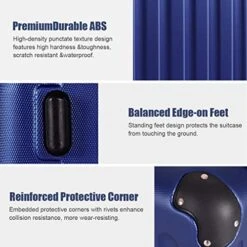 Goplus 3Pcs Luggage Set, Hardside Travel Rolling Suitcase, 20/24/28 Rolling Luggage Upright, Hardshell Spinner Luggage Set With Telescoping Handle, Coded Lock Travel Trolley Case (Dark Blue) -Vera Bradley Shop 517p03fBbbL