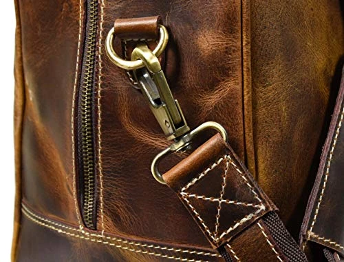 Leather Castle Genuine Vintage Men’s Duffel Sports Gym, Travel, Carry-on Luggage Bag, Light Brown 9 Leather Castle Genuine Vintage Men’s Duffel Sports Gym, Travel, Carry-on Luggage Bag, Light Brown - Image 7