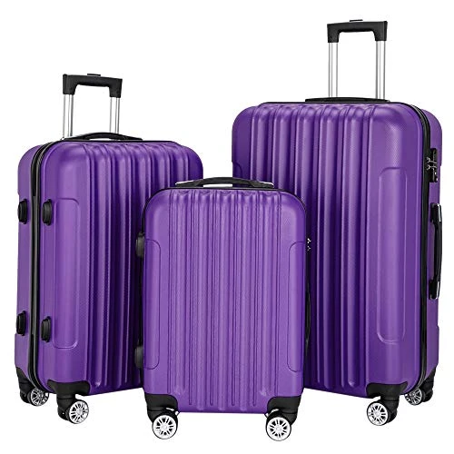 SSLine 3-in-1 Multifunctional Suitcase Luggage Set Large Capacity Traveling Storage ABS Expandable Spinner Hardside Suitcase Lightweight 4 Wheel Portable Travel Bag 20" / 24" / 28" Purple 8 SSLine 3-in-1 Multifunctional Suitcase Luggage Set Large Capacity Traveling Storage ABS Expandable Spinner Hardside Suitcase Lightweight 4 Wheel Portable Travel Bag 20" / 24" / 28" Purple - Image 6