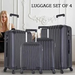 4PCS Travel Luggage Set Carry On Luggage With Spinner Wheels ABS Trolley Spinner Suitcase W/Lock (Black) -Vera Bradley Shop 518M6IQDnsL 427ca6ba 6330 43f2 aa7a 91b8becc8cc9