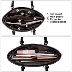 BOSTANTEN Women Briefcase Leather Laptop Tote Handbags 15.6" Computer Shoulder Bags Black -Vera Bradley Shop 518pfD1aJJL