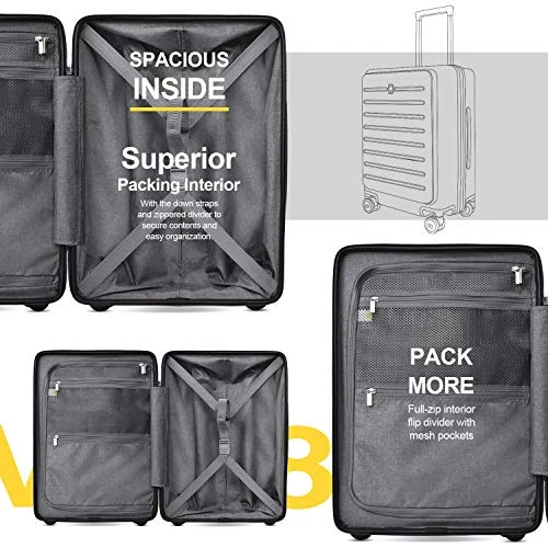 LEVEL8 Carry On Luggage, Road Runner 20-Inch Hardside Suitcase, Spinner Luggage With Front Pocket, Double TSA Locks - Black 6 LEVEL8 Carry On Luggage, Road Runner 20-Inch Hardside Suitcase, Spinner Luggage With Front Pocket, Double TSA Locks - Black - Image 4