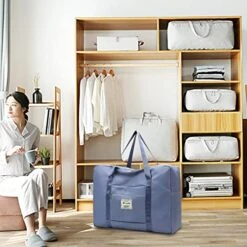 Portable Travel Duffel Bag, Large Capacity Foldable Tote Shoulder Bag, Lightweight Waterproof Carry On Luggage Sport Gym Bag (Light Blue) -Vera Bradley Shop 5195JJUHeCL