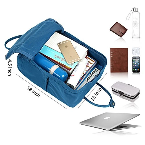 FLYCOOL Classic Canvas Square School Backpack Handbag For Women Navy 7 FLYCOOL Classic Canvas Square School Backpack Handbag For Women Navy - Image 5