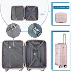 Somago 20IN Carry On Luggage And 14IN Mini Cosmetic Cases Travel Set Hardside Luggage With Spinner Wheels Lightweight Polypropylene Suitcase With TSA Lock (2-Piece Set (14/20), Nude Pink) 16 Somago 20IN Carry On Luggage And 14IN Mini Cosmetic Cases Travel Set Hardside Luggage With Spinner Wheels Lightweight Polypropylene Suitcase With TSA Lock (2-Piece Set (14/20), Nude Pink) -Vera Bradley Shop 519Dp3oGQoL
