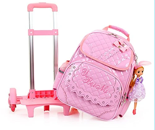 Meetbelify Rolling Backpacks For Girls School Bags Trolley Handbag With Lunch Bag Style B-Pink 7 Meetbelify Rolling Backpacks For Girls School Bags Trolley Handbag With Lunch Bag Style B-Pink - Image 5