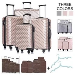Apelila 5 Piece Hardshell Luggage Sets,Travel Suitcase,Carry On Luggage With Spinner Wheels Free Cover&Hanger Inside (Champagne Gold With Bag) -Vera Bradley Shop 519yvwBbh6L 221f0ca5 b9a6 469b a3b4 b4e54ac20566