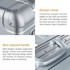 Bamboo Wolf 24-inch Aluminum-Magnesium Alloy Carry-on Hardside Suitcase Hard Shell Luggage, Built-In TSA Lock, Zipperless Fashion With Spinner Wheels For Travel / Business, Silver 15 Bamboo Wolf 24-inch Aluminum-Magnesium Alloy Carry-on Hardside Suitcase Hard Shell Luggage, Built-In TSA Lock, Zipperless Fashion With Spinner Wheels For Travel / Business, Silver -Vera Bradley Shop 51A5cQi7u6L