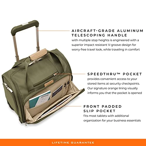 Briggs & Riley 2-Wheel Cabin Bag, Olive 15 Briggs & Riley 2-Wheel Cabin Bag, Olive - Image 13