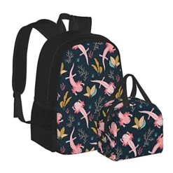 Unisex Lunch Bag And 15in Laptop Backpack Combination Pack, Bookbag Travel Bags, Cooler Dinner Bag Lunch Box Reusable Tote Shoulder Bags Rucksack Hand Drawn Axolotl Sea Weed -Vera Bradley Shop 51ARSovWW9L
