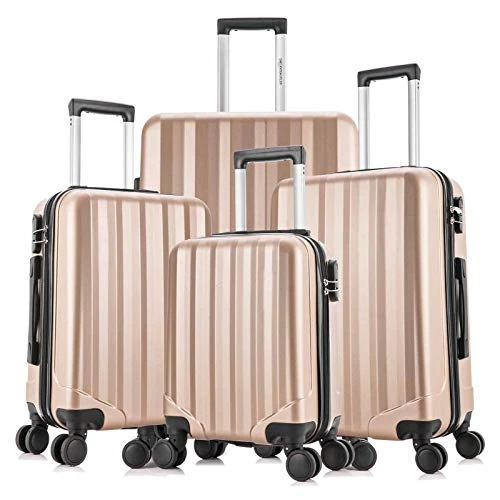 4 Pieces Travel Luggage Sets, Hardside Lightweight ABS Luggage Suitcase, 360° Spinner Wheels Travel Set Bag, Durable Trolley Suitcase 16" 20" 24" 28", 4 Pcs (Color Champagne Gold) 3 4 Pieces Travel Luggage Sets, Hardside Lightweight ABS Luggage Suitcase, 360° Spinner Wheels Travel Set Bag, Durable Trolley Suitcase 16" 20" 24" 28", 4 Pcs (Color Champagne Gold)