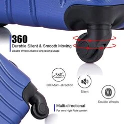 Apelila 3 Piece ABS Luggage Sets With Spinner Wheels Hard Shell Spinner Carry On Suitcase (Blue, 3 Pieces 20 24 28 Inch) 10 Apelila 3 Piece ABS Luggage Sets With Spinner Wheels Hard Shell Spinner Carry On Suitcase (Blue, 3 Pieces 20 24 28 Inch) -Vera Bradley Shop 51BO0xsYUNL