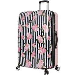 Betsey Johnson 4 Piece Designer Luggage - Expandable (ABS+PC) Hardside Lightweight Spinner Suitcases - Set Includes 15 Inch Underseat Bag, 20 Inch Carry On, 26 & 30 Inch Checked Bags (Stripe Roses) 19 Betsey Johnson 4 Piece Designer Luggage - Expandable (ABS+PC) Hardside Lightweight Spinner Suitcases - Set Includes 15 Inch Underseat Bag, 20 Inch Carry On, 26 & 30 Inch Checked Bags (Stripe Roses) -Vera Bradley Shop 51BWyk30BuL