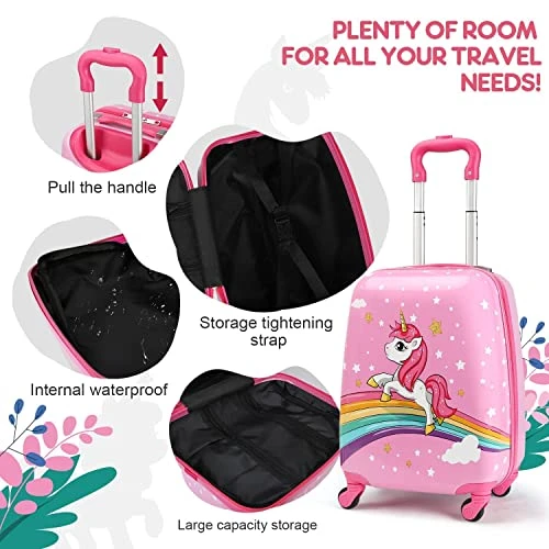 Emissary Kids Luggage With Wheels For Girls - 18” Unicorn Kids Suitcase With 14” Backpack - Kids Suitcases For Girls - Hard-Sided Rolling Kids Suitcase - Kids Carry On Luggage With Wheels 9 Emissary Kids Luggage With Wheels For Girls - 18” Unicorn Kids Suitcase With 14” Backpack - Kids Suitcases For Girls - Hard-Sided Rolling Kids Suitcase - Kids Carry On Luggage With Wheels - Image 7
