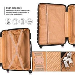 4 Piece Hardshell Luggage Sets,Travel Suitcase,Carry On Luggage With Spinner Wheels Free Cover&Hanger Inside (Black, 4 Pieces) -Vera Bradley Shop 51BdUY EbCL