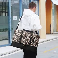 Weekender Overnight Bag Oversized Travel Duffel Leather For Men And Women (Brown Black Leopard Print) -Vera Bradley Shop 51C9VD 63fL