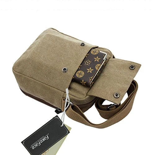 FakeFace Mens Retro Vintage Leisure Outdoor Canvas Messenger Crossbody Everyday Satchel Shoulder 9 FakeFace Mens Retro Vintage Leisure Outdoor Canvas Messenger Crossbody Everyday Satchel Shoulder - Image 7