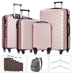 4 Piece Luggage Sets,Travel Suitcase Spinner Hardshell Lightweight W/Free Suitcase Cover& Hanger (Rose Gold, 18 20 24 28 Inch) 18 4 Piece Luggage Sets,Travel Suitcase Spinner Hardshell Lightweight W/Free Suitcase Cover& Hanger (Rose Gold, 18 20 24 28 Inch) -Vera Bradley Shop 51CR1Js r0L 48ad2d55 4a55 4973 978f d81be93b77b3