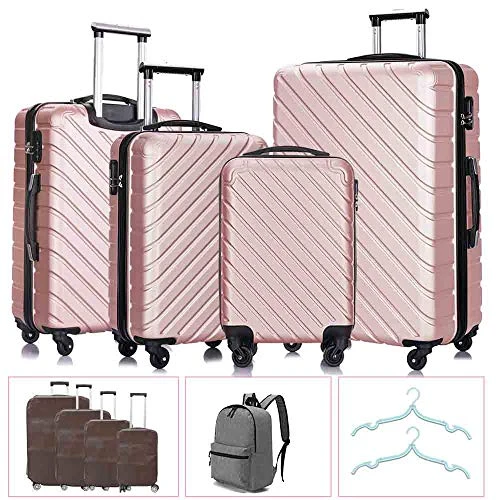 4 Piece Luggage Sets,Travel Suitcase Spinner Hardshell Lightweight W/Free Suitcase Cover& Hanger (Rose Gold, 18 20 24 28 Inch) 10 4 Piece Luggage Sets,Travel Suitcase Spinner Hardshell Lightweight W/Free Suitcase Cover& Hanger (Rose Gold, 18 20 24 28 Inch) - Image 8