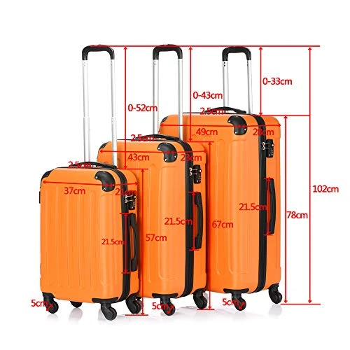 SSLine 3 Piece Luggage Sets Hardshell Spinner Luggages Swivel Wheels Suitcase Portable Rolling Trolley Case - 20" 24" 28" Spinner Suitcases Orange 6 SSLine 3 Piece Luggage Sets Hardshell Spinner Luggages Swivel Wheels Suitcase Portable Rolling Trolley Case - 20" 24" 28" Spinner Suitcases Orange - Image 4
