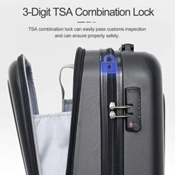 Ceilo ABS Hardside Luggage Sets With USB Interface Laptop Pocket,Lightweight Carry On Suitcase With TSA Lock&360°Spinner Wheels,Black,3-Piece Travel Luggage Set (20/24/28) -Vera Bradley Shop 51D1WAgoFkL