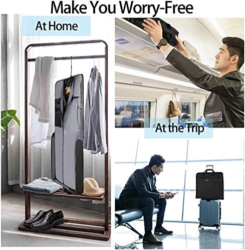 Garment Bags For Travel, Carry On Garment Bag For Business Trips With Shoulder Strap, Mancro Waterproof Foldable Luggage Hanging Suit Bags Gift For Men Women, 2 In 1 Suitcase For Coats, Suits (Black) 4 Garment Bags For Travel, Carry On Garment Bag For Business Trips With Shoulder Strap, Mancro Waterproof Foldable Luggage Hanging Suit Bags Gift For Men Women, 2 In 1 Suitcase For Coats, Suits (Black) - Image 2