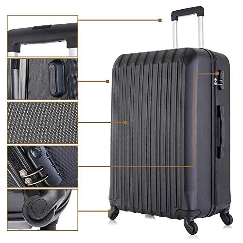 4 Piece Luggage Sets With Spinner Wheels Travel Suitcase Hard-shell Lightweight 16" 20" 24" 28" (4 PCS LM Black) 10 4 Piece Luggage Sets With Spinner Wheels Travel Suitcase Hard-shell Lightweight 16" 20" 24" 28" (4 PCS LM Black) - Image 8
