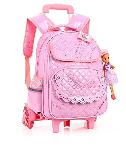 Meetbelify Rolling Backpacks For Girls School Bags Trolley Handbag With Lunch Bag Style B-Pink 11 Meetbelify Rolling Backpacks For Girls School Bags Trolley Handbag With Lunch Bag Style B-Pink - Image 9