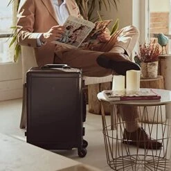 LEVEL8 Gibraltar Carry On Luggage, 20" Aluminum Frame Hardside Suitcase Zipperless Luggage With TSA Lock, 8 Spinner Wheels - Dark Grey -Vera Bradley Shop 51EJvi5oAEL