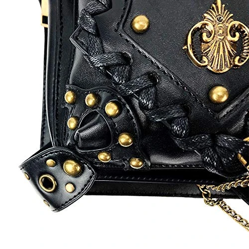 Gothic Waist Bag Fanny Pack Leather Steampunk Bag Side Bag Travel Purse Side Wallet Punk Rock Chain Leg Bag Crossbody Shoulder Messenger Bags Handbag Hip Holster Pouch For Women Girls (Black) 4 Gothic Waist Bag Fanny Pack Leather Steampunk Bag Side Bag Travel Purse Side Wallet Punk Rock Chain Leg Bag Crossbody Shoulder Messenger Bags Handbag Hip Holster Pouch For Women Girls (Black) - Image 2