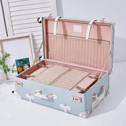 UNIWALKER 2 Piece Vintage Luggage Set 26inch Spinner Trunk With 20inch Carry On Cute Suitcase For Women (Embossed Blue) -Vera Bradley Shop 51F7E658ykS