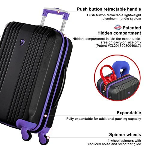 Olympia Apache Ii 21" Carry-on Spinner, BLACK+PURPLE, One Size 6 Olympia Apache Ii 21" Carry-on Spinner, BLACK+PURPLE, One Size - Image 4