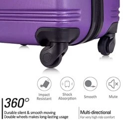 Expandable 3 Piece Luggage Sets Hardside Durable Suitcase With Spinner Wheels TSA Lock, 3 Pcs Carry On Case Travel Home Outdoor School Lightweight Trolley Case ( 20" 24" 28" Purple) -Vera Bradley Shop 51G aBkgjFS