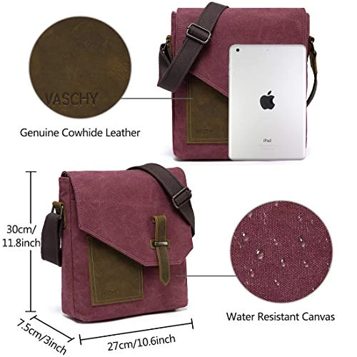 Small Messenger Bag For Women,VASCHY Vintage Canvas Leather Lightweight Crossbody Bag Burgundy 8 Small Messenger Bag For Women,VASCHY Vintage Canvas Leather Lightweight Crossbody Bag Burgundy - Image 6
