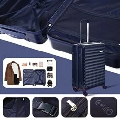 Coolife Luggage Suitcase 3 Piece Set Expandable (only 28”) ABS+PC Spinner Suitcase With TSA Lock Carry On 20 In 24in 28in (sakura Pink) -Vera Bradley Shop 51GET7AhQ6L