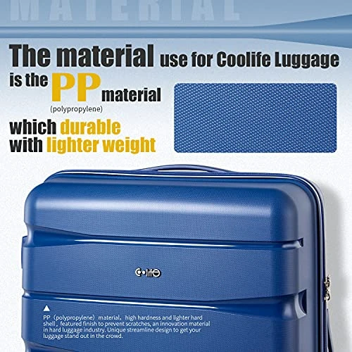 COOLIFE Luggage Expandable(only 28”) Suitcase 3 Piece Set PP Material With TSA Lock Spinner Carry On Hard- Side 20in24in28in (lake Blue, 3 Piece Set) 9 COOLIFE Luggage Expandable(only 28”) Suitcase 3 Piece Set PP Material With TSA Lock Spinner Carry On Hard- Side 20in24in28in (lake Blue, 3 Piece Set) - Image 7